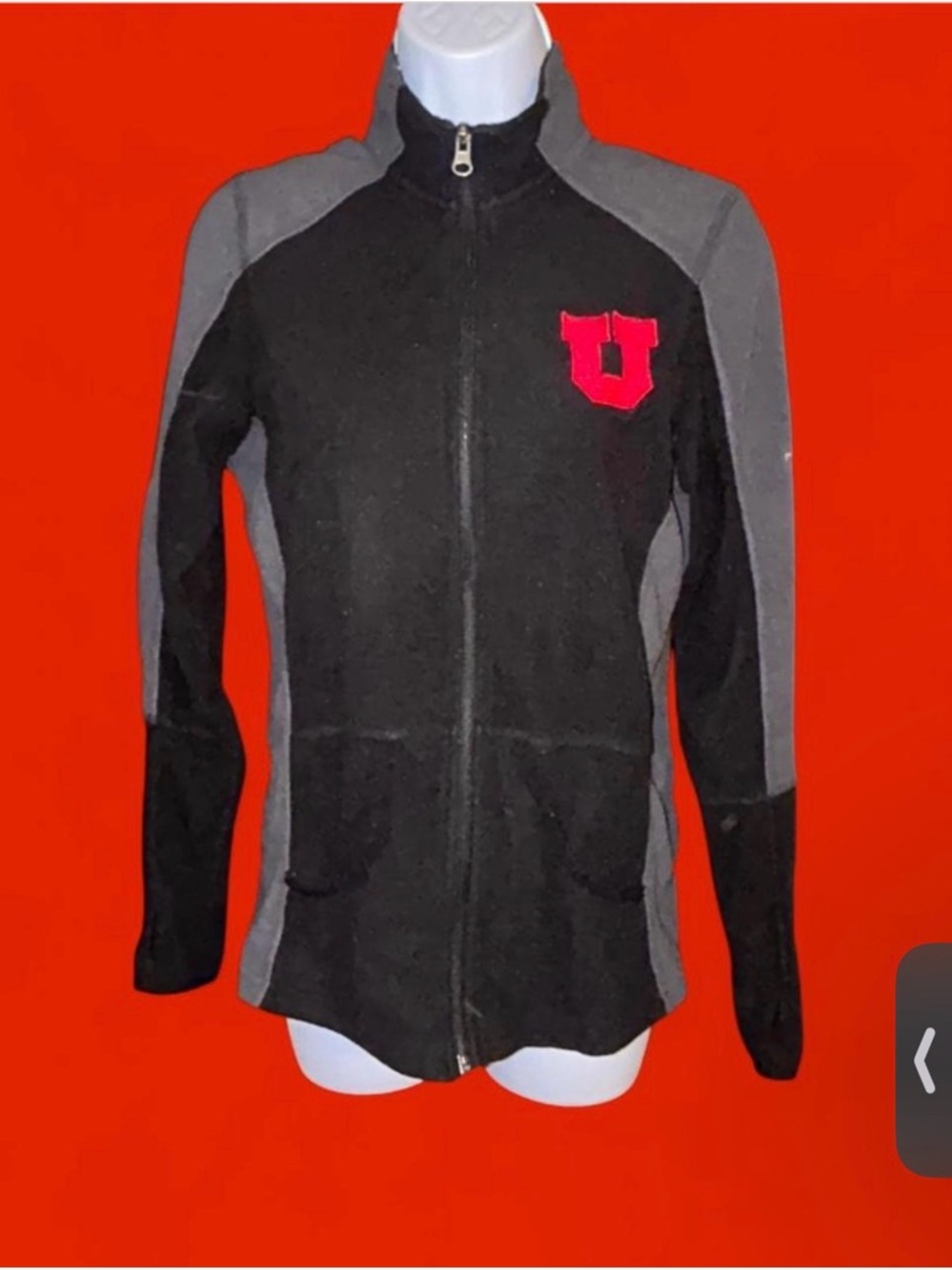 University of Utah Port Authority Black & Grey Fleece Jacket Women’s Medium
